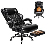 500 LBS Big and Tall Office Chair with Foot Rest High Back Recline Ergonomic Chair for Heavy People, Executive Office Chair Comfortable for Home Office, Large Computer Desk Chair Black