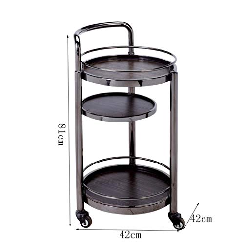 Carrello multifunzione Carrello di servizio alberghiero, tre piani in legno massiccio/vetro vino carretto di vetro, carrello da pranzo in acciaio inossidabile, tavolo da portata per ristoranti e hotel