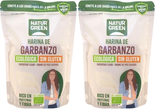NaturGreen - Harina de Garbanzos BIO, Harina Ecológica, Rica en Proteínas, Fuente de Fibra, Ideal para Rebozados o Tortillas, 100% Vegana, Sin Gluten - 500 g (Paquete de 2)