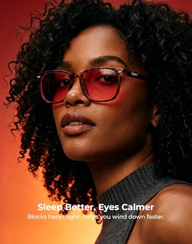Image of TIJN Premium Blue Light Blocking Glasses for Women Men Computer Gaming Use | Square TR90 Frame Nerd Eyeglasses Anti Blue Ray with Red, Orange, Clear Lens for Computer, Phone, TV and Evening Screen Use