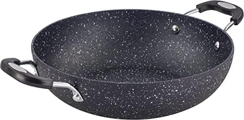Scoville Neverstick 28cm Kadai- Non Stick, Double Soft Touch Handles, Perfect for Authentic Indian Dishes