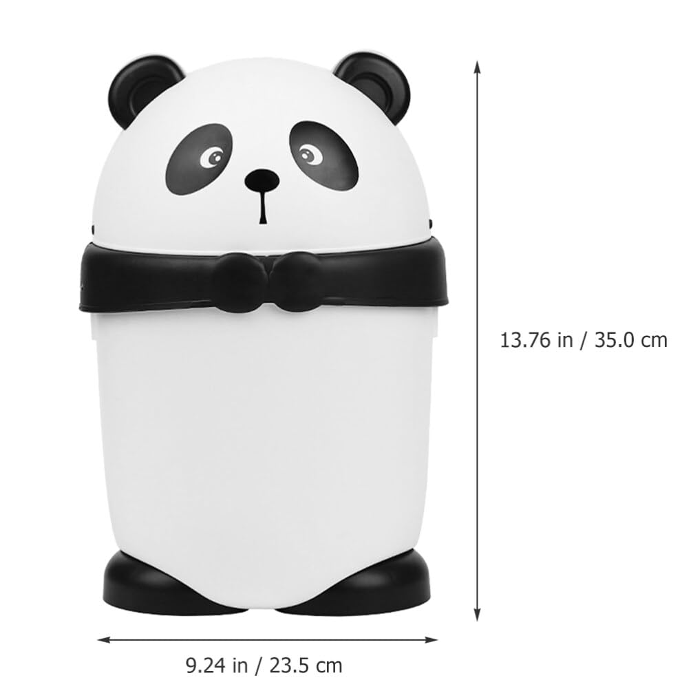 Luxshiny Niedlicher Mülleimer in Pandaform aus Pp mit Klappdeckel Moderner und Rustikaler Stil für Büro und Zuhause Kompakter Abfalleimer fürs Schlafzimmer