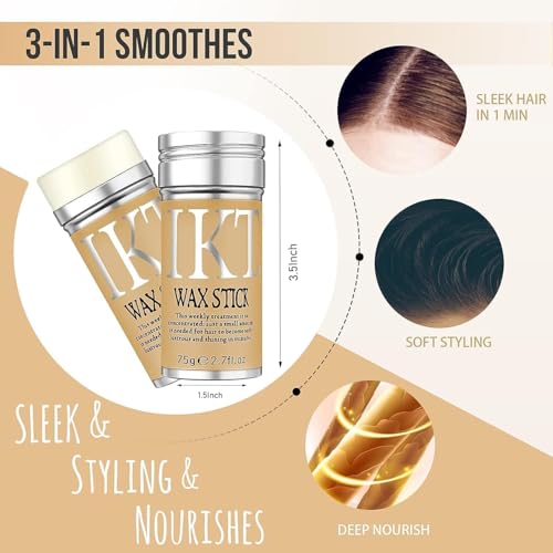 Image of Hair Wax Stick 75g with Beeswax, Avocado Oil, Vitamin E & Hydrolyzed Silk Protein | Hair Styling Wax Stick for Men & Women | Smooth Finish, Frizz Control & Easy Everyday Styling