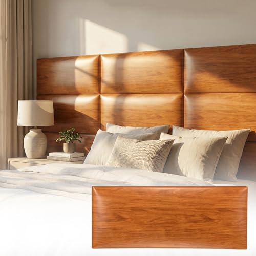 Xuhal 6 Pack 23.6'' x 9.8'' Full-Size Peel and Stick Headboard for Twin Rustic Wood Pattern Self-Adhesive Wall Panels Stick on 3D Soundproof Wall Mount Bed Headboard for Bedroom Playroom