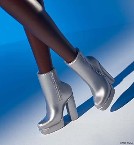 Barbie Looks Doll, Collectible And Posable With Sleek Black Hair, Tall Body Type And Metallic Top With Vinyl Skirt #TOP4