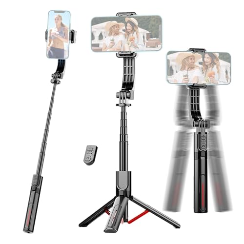 Taruor Treppiede Stabilizzatore per Telefono Portatile Versatile per Selfie Stick Smartphone, Estensibile Anti-vibrazione Vlog in Streaming Live, Lega di Alluminio ABS Stabile e Compatta