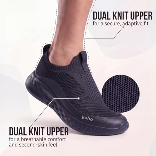 Image of Yoho Men Walking Slip On Shoes | Cushioned, Comfortable, Orthopedic, Lightweight & Breathable Knitted Stretchable Upper | Every Day Casual Wear without Lace, Stylish Footwear for Gents /Boys - UrbanEazyX
