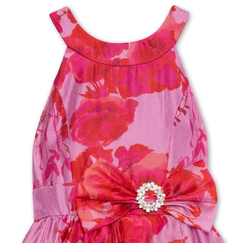 Speechless Girls' Sleeveless Halter Neck Organza High Low Tea Length Dress with Rhinstone Trim Bow3