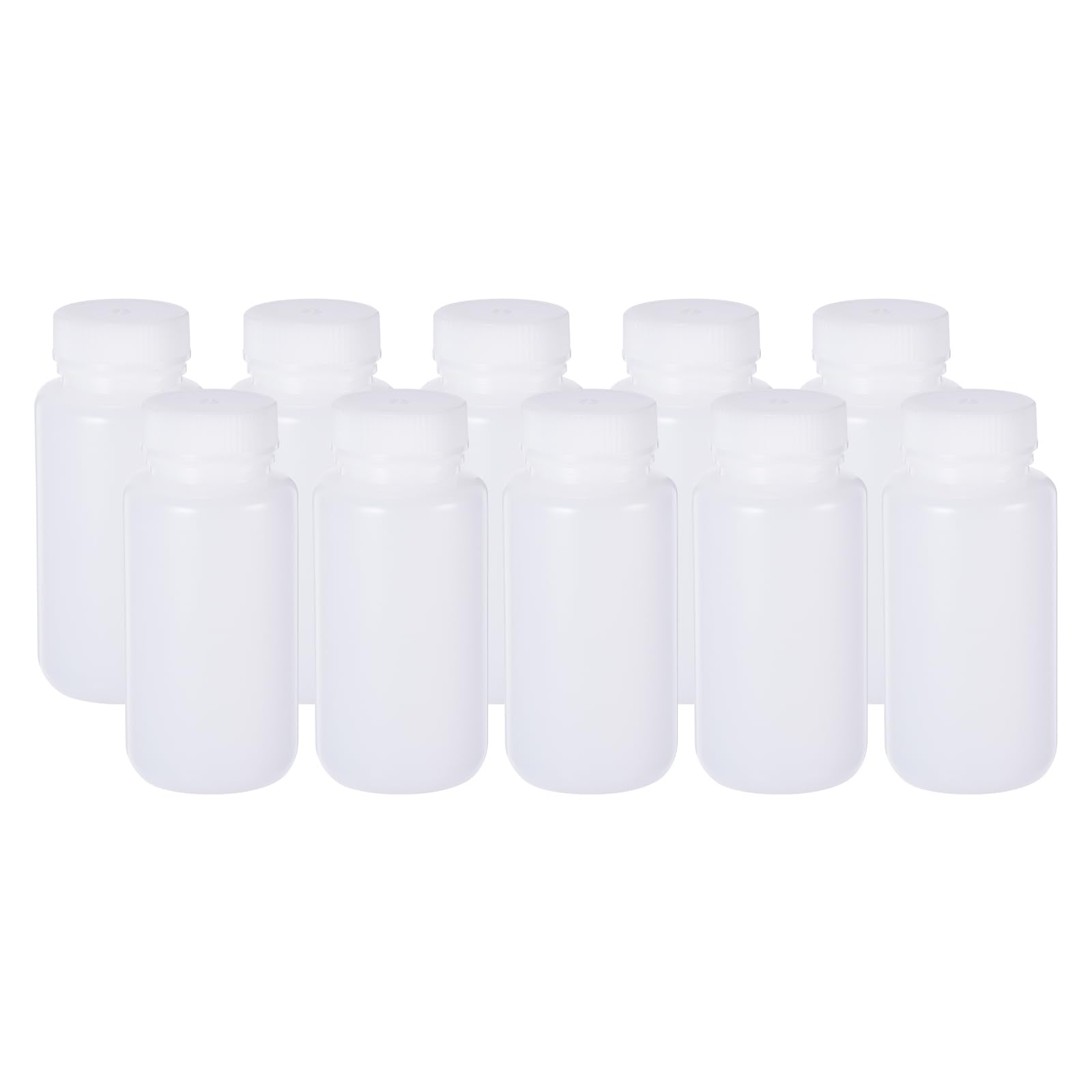 PATIKIL 84 Stück 250ml Reagenzflaschen, HDPE Weitmund Rundflaschen Mit Schraubverschluss Für Labor Wasser Reagenzien Flüssigkeiten Feste Proben Lagerung Dicht, Transparent Weiß