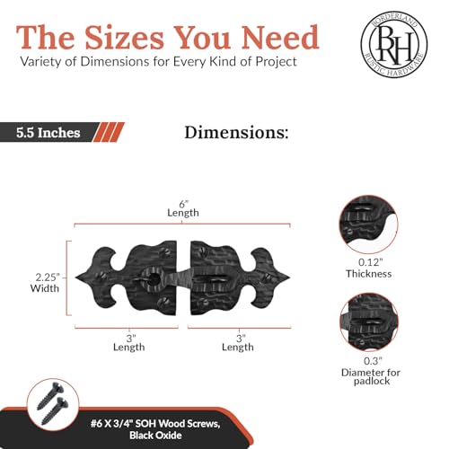 Image of 1 Pack 5.5 Inch Furniture Hasp for Gates - Black - Heavy Duty Decorative Metal Hasps - Handmade Rustic Iron Furniture Hasps for Door, Drawer, Chests, Cupboard and Trunks - The Sonora Series