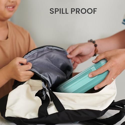 Image of MILTON Big Candy Tiffin Lunch Box for Kids Boys & Girls with Leak-Proof Inner Container| Food Grade,BPA Free,Compact & Durable Snacks Box for Kids I Plastic Spoon & Fork, 830 ml, Aqua Green