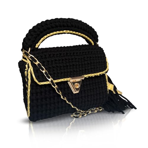 Image of Evening Clutch Bag for Women, Handmade Crochet Wedding Party Purse, Small Flap Formal Crossbody Handbag Evening Clutch