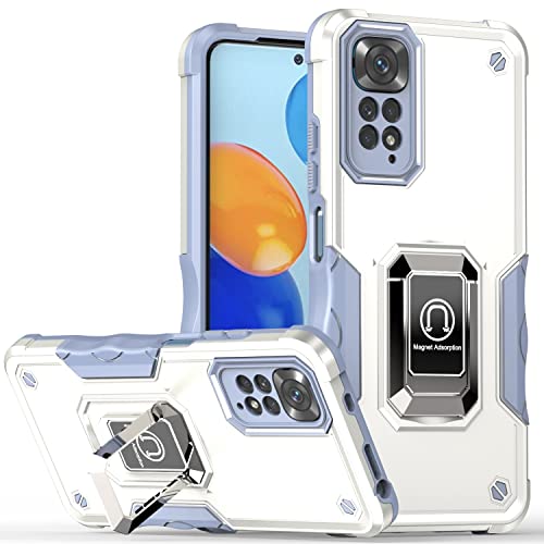 Protection Xiaomi Redmi Note 11 Pro 5G étui antichoc blanc avec anneau rotatif