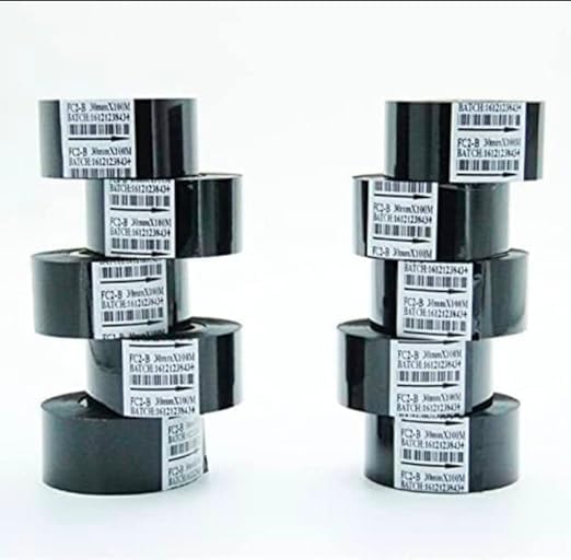 Image of 30mm X 100 mtr Expiry Batch Printing Machine date coder batch coding machine hot stamping ribbon stamp coding foil black (pack-10pcs)