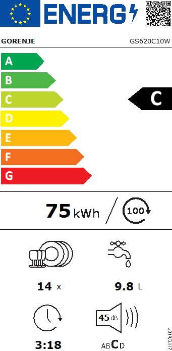 Gorenje G S620 C10W Freistehender Geschirrspüler/ 60cm / 14 Maßgedecke / 3 Körbe / 5 Programme/Inverter PowerDrive Motor/SpeedWash/TotalDry/vollständiger Überlaufschutz/Weiß – Bild 10