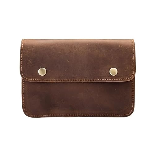 Men's Vintage Leather Zipper Outdoor Backpack Mobile Phone Waist Bag