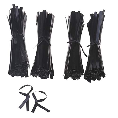 OTOTEC 1000pcs Enduit de Plastique Noir Attaches de Fil Attaches de Torsion 100mm Usage Général