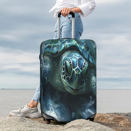 The Happiness of Turtles Durable Luggage Cover Suitcase Protector Anti-Scratch Luggage Cover Fits 18-32inch Luggage, Black, Small3