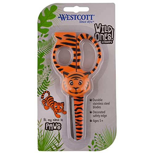 Image of Westcott Wild Ones! 5 inch Kids Scissors, Blunt, Assorted Animal Designs, 6pk