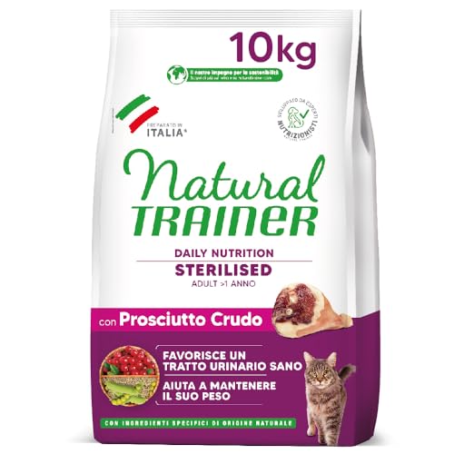 Trainer Natural Sterilised Adult con Prosciutto Crudo e Fibra di Pisello 10 Kg, 10000 Gr