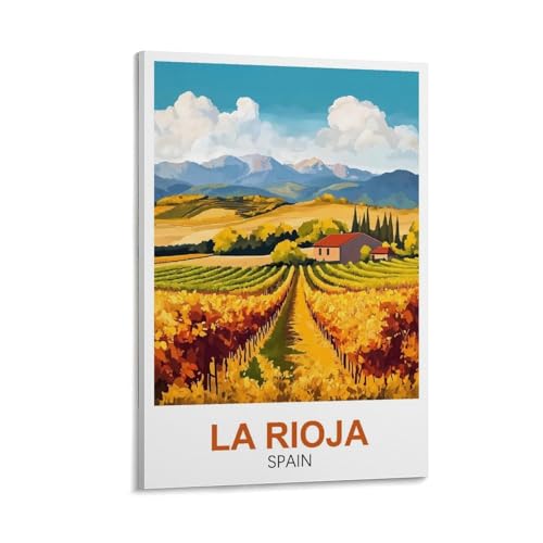 XLLYXYGJQ La Rioja Spanien Vintage-Reiseposter, 30 x 45 cm, Leinwand-Kunstdruck, Kunstwerk, Gemälde, Bild für Heimdekoration, Wohnzimmer, Büro, Schlafzimmer