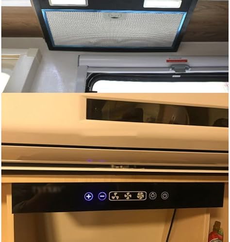 Wall Mount Range Hood, 518mm, 3 Speed Settings, 2 LED Lights, All-Copper Motor, Touch Control, Designed for RVs, Campers, Yachts, and Kitchens - 4