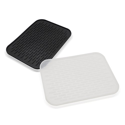 Hair Straightener Heat Resistant Mat[2 Pack], Black & White, Silicon Heat Proof Mat for Curling Irons, Flat Irons, Curling Wand & Straightener, 8.25in6.1in