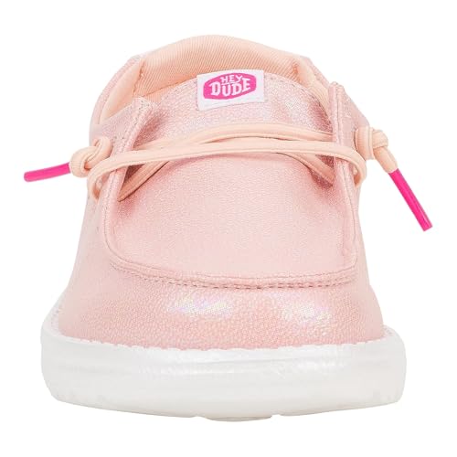 Image of HEYDUDE Kids Wendy Iridescent Sparkle (Little Kid /Big Kid) - Loafers for Kids - Canvas Upper - Cotton Lining
