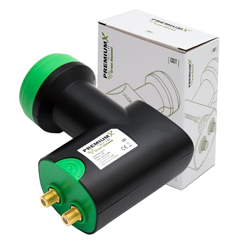 LNB Singolo PremiumX 0,1 DB Per SAT DVB-S2 HDTV 4K, Con 2 Connettori F E Protezione Antitempesta, Bianco