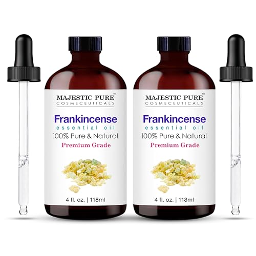 Image of Majestic Pure Frankincense Essential Oil for Diffuser - 4 Fl Oz (Pack of 2) | 100% Natural Essentials Oils Ideal for Humidifier, Air Freshening, Cleaning Home, Bath, Steam Inhalation and Massage