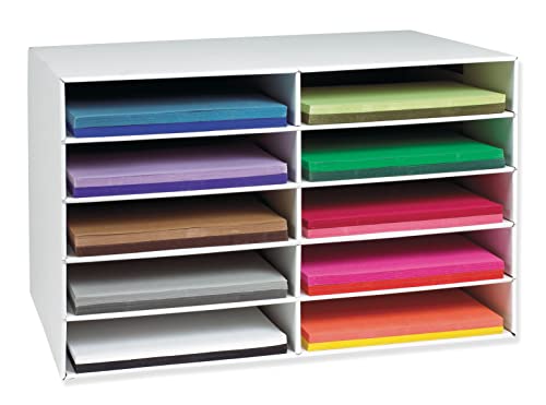 Classroom Keepers 12" x 18" Construction Paper Storage, 10-Slot, White, 17" H x 27" W x 19" D, 1 Unit by Pacon - Used condition - US$28.57