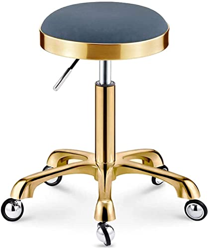 Tabouret de Bureau Rond à roulettes Chaise roulante Salon Tatouage Cuisine Massage Travail Hauteur Tabouret pivotant réglable pour Le Bureau de Tatouage de Massage du Salon (Color : Dark Blue)