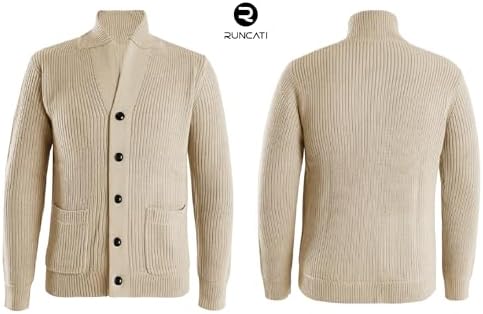 Runcati gebreide vest voor heren, grof gebreid, casual, met sjaalkraag, langarm, knoopsluiting, gebreide trui, tops, groen, XL Runcati gebreide vest voor heren, grof gebreid, casual, met sjaalkraag, langarm, knoopsluiting, gebreide trui, tops, groen, XL