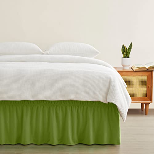 Entisn Sage Green Adjustable Bed Skirt For Full & Queen Size Bed - With 14 Inch Tailored Drop, Wrap Around Bed Skirts With Adjustable Elastic Belt For Easy Fitting - Wrinkle & Fade Resistant #TOP2