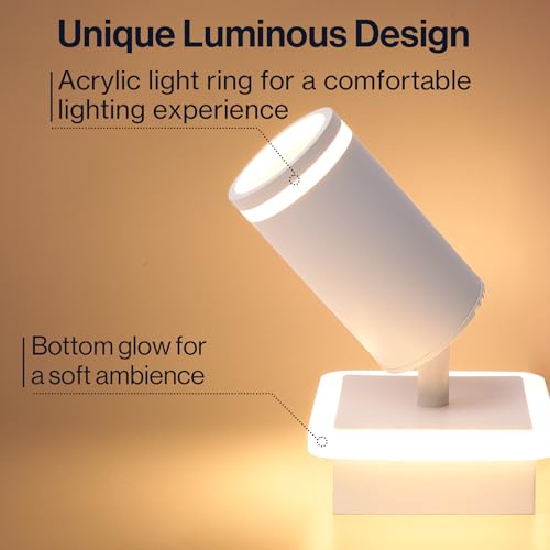 URing Reflektor sufitowy LED, 1-źródłowy, biały, obrotowy o 350°, okrągły reflektor sufitowy, reflektor ścienny z dolnym świeceniem, 4 W + 5 W, GU10, lampa sufitowa 3000 K, ciepła biel, lampa kuchenna