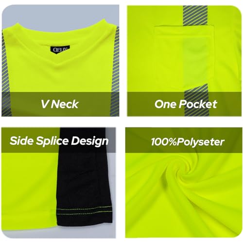 QELIN Camisetas femininas Hi Vis Safety Reflective manga curta alta visibilidade trabalho, 1 pacote