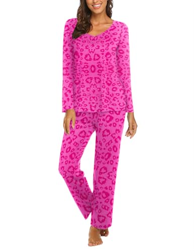 Image of Ekouaer Womens Pajama Sets 2 Piece Lounge Set Fall Winter Pajamas Long Sleeve Pjs Top and Pants Soft Pj Sets Loose Sleepwear