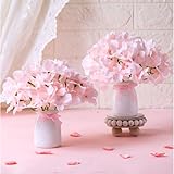 Geelin 2 Set Artificial Hydrangea Flowers with Glass Vase Faux Silk Hydrangeas Flowers Heads with Stems Floral Bouquets Vase Gifts for Home Wedding Coquette Party Centerpieces Table Decor(Pink)