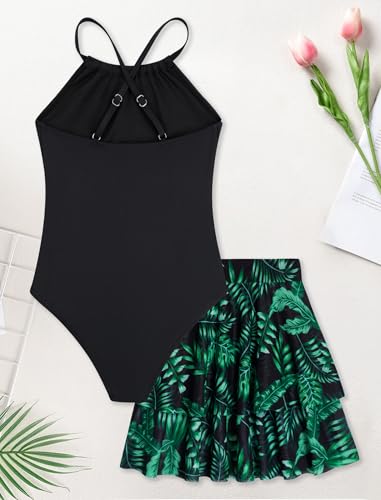 Image of Girls One Piece Swimsuits with Mesh Skirt Tanikini Bathing Suit Swimwear 6-14Y