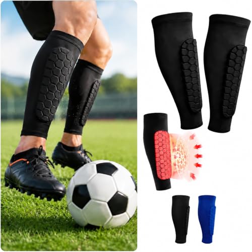 Protège-tibias de football pour garçons manchons de compression tricotés