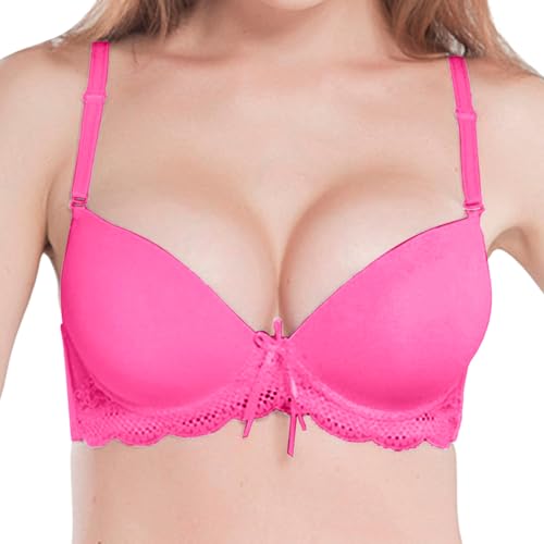 Generisch Women's Sexy Lace Shaping Cup Adjustable Shoulder Strap Large Size Underwired Bra, pink, 36B
