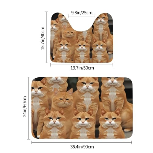 Tapis de bain antidérapant microfibre absorbante en U motif chats