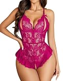 Avidlove Rose Red Lingerie for Women One Piece Teddy Bodysuit Nighty