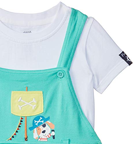 Image of miniklub Boys Green & White T-Shirt With Shorts