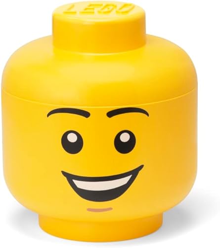 LEGO Iconic - Cabezal de almacenamiento grande, caja de almacenamiento apilable, 8,5 L, amarillo, Happy Boy