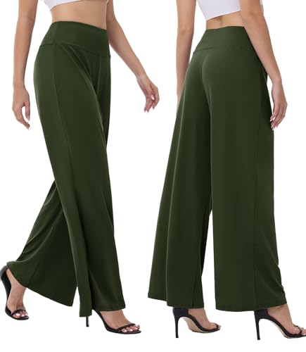 Image of ZOOSIXX Wide Leg Palazzo Pants for Women - High Waist Casual Beach Lounge Pants Loose Flowy Pants Stretchy Trousers
