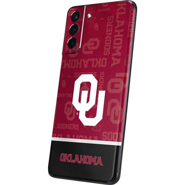 Skinit Decal Phone Skin Compatible with Galaxy S21 5G - Officially Licensed University of Oklahoma Split Jersey Design
