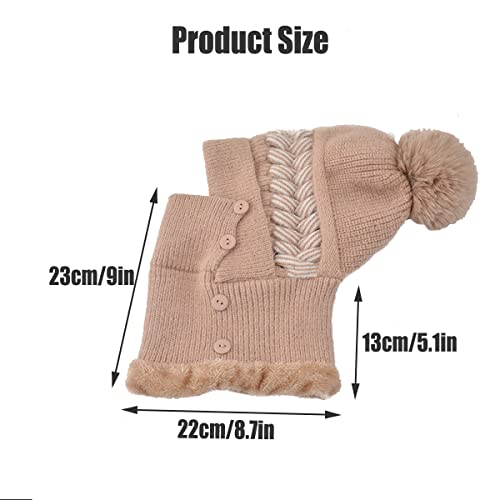 Scarf Hats Set for Women,Winter Warmer Beanie Hats One-Piece Fleece Lined Knit Balaclavas Mask Set4