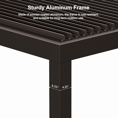 PURPLE-LEAF-Outdoor-12×16-Louvered-Pergola-with-Integrated-LED-Strip-Lights-Adjustable-Aluminum-Canopy-Retractable-Metal-Roof-for-Deck-Patio-Outside-Backyard-Hardtop-Gazebo-Sun-Shade PURPLE LEAF Outdoor 12×16 Louvered Pergola with Integrated LED Strip Lights Adjustable Aluminum Canopy Retractable Metal Roof for Deck Patio Outside Backyard Hardtop Gazebo Sun Shade
