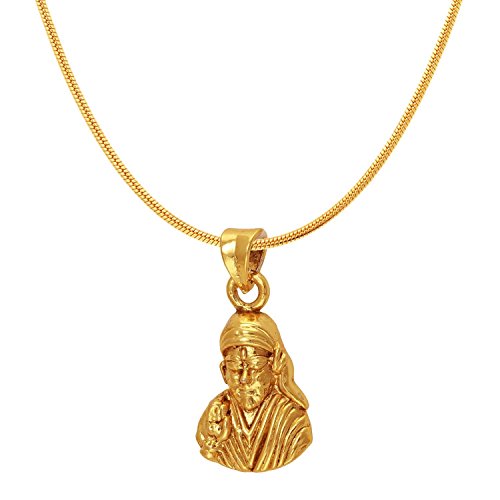 Mahi Exa Collection Sai Baba Gold Plated Religious God Pendant with Chain for Men & Women PS6012005G